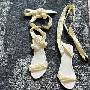 Elegant Cream Lace-Up Sandals